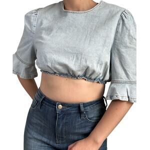 NWT WeWoreWhat Denim Cotton Crop Top Women's Large